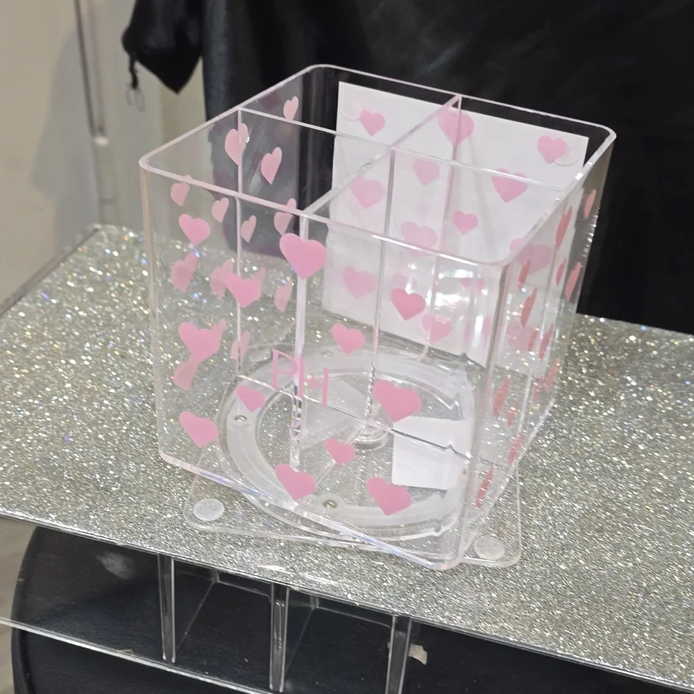 Paris Hilton Clear Pink Heart 360°‎ Rotating Acrylic Organizer